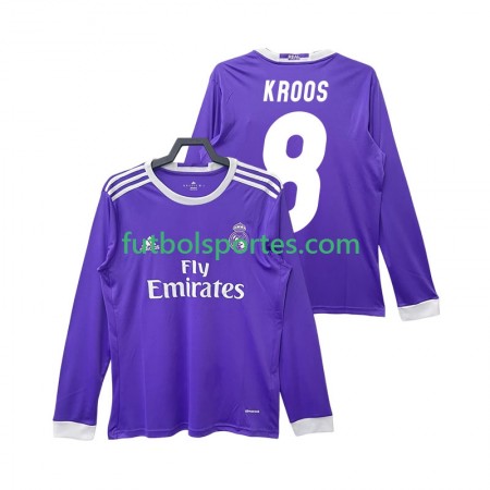 Camiseta Real Madrid KROOS 8 2016 2017 Retro Segunda Equipación Manga Larga